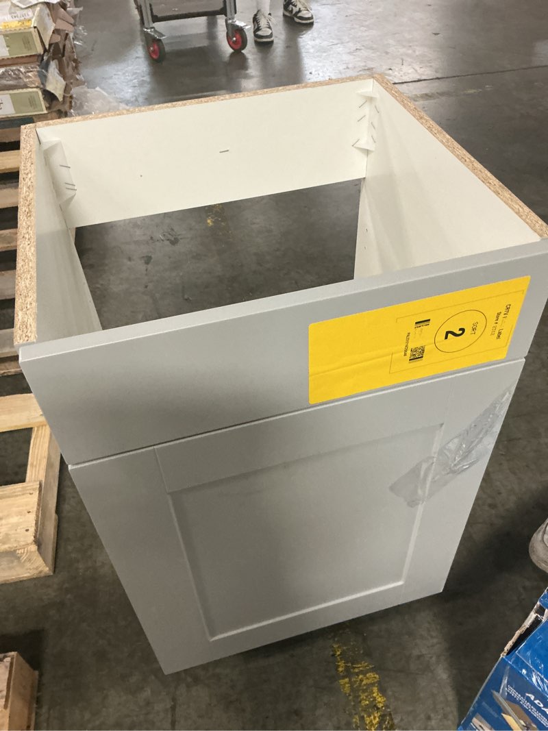 Condition photo showing As Is for Project Source 18-in Gray Single Sink Bathroom Vanity