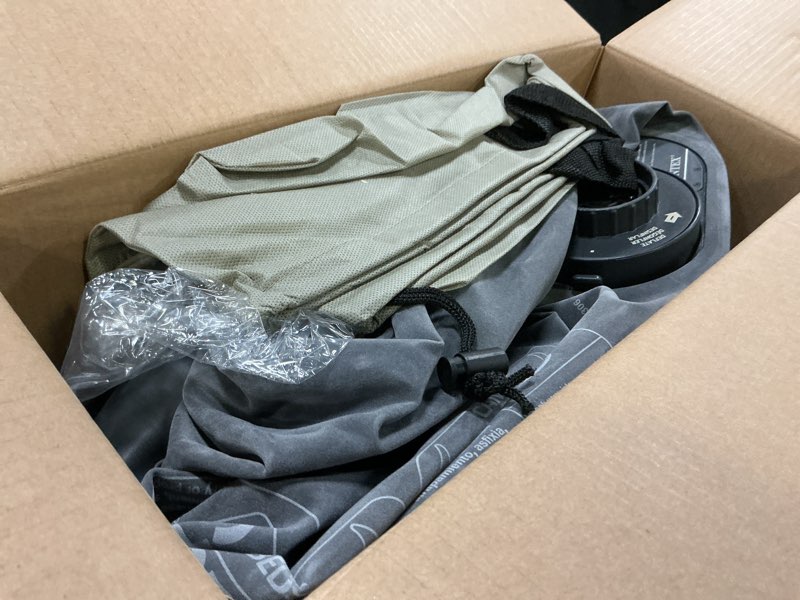 Condition photo showing As Is for intex dura-beam deluxe comfort-plush elevated: fiber-tech – queen size – built-in electric pump – 18in bed height – 600lb weight capacity 18" grey queen
