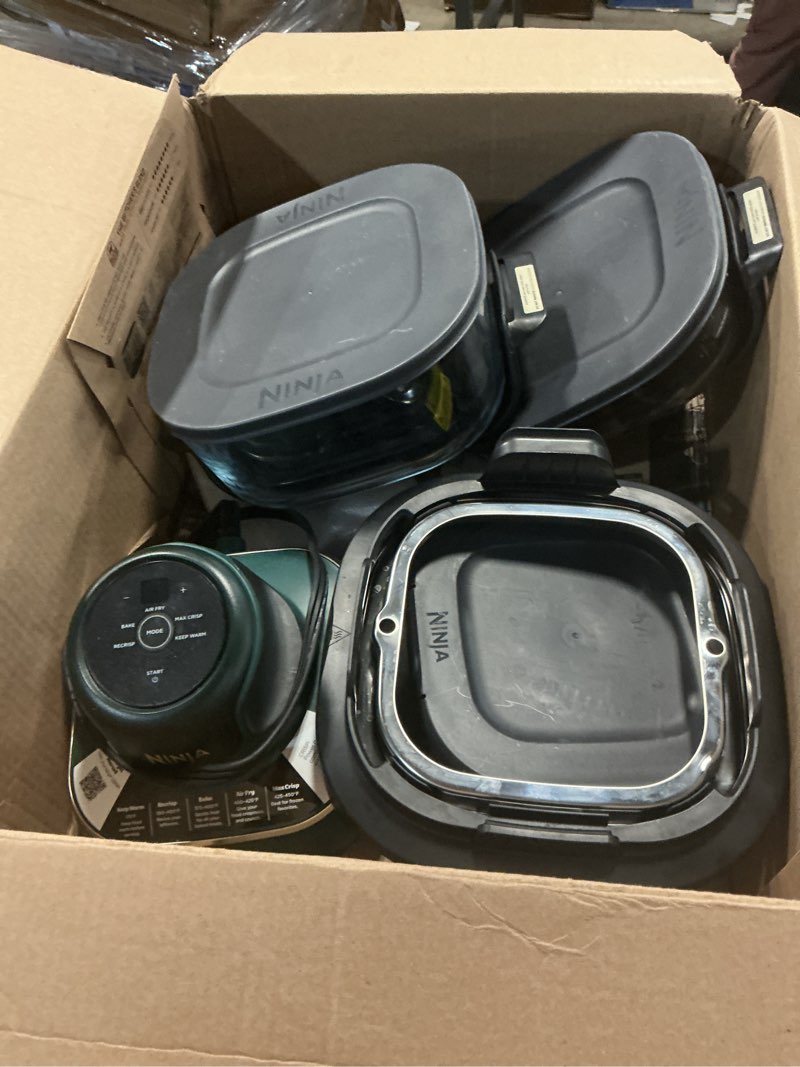 Condition photo showing As Is for Ninja Crispi 5-in-1 Glass Air Fryer | 450°F, Nontoxic, 4QT & 6-Cup Containers & Lids | Microwave, Freezer, Dishwasher Safe | Max Crisp, Air Fry, Bake, Recrisp, Keep Warm | Brit. Racing Green, FN103BF Green Bundle 4 QT