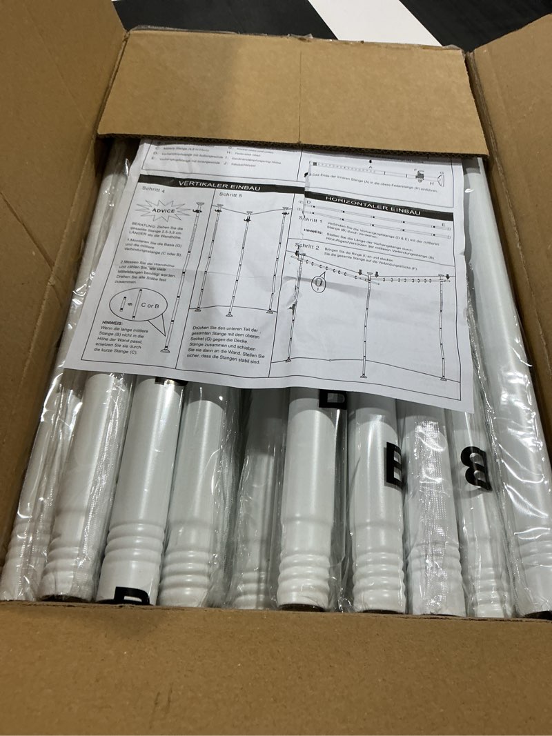 Condition photo showing Good Condition for room divider no drilling curtain rod wall divider for room separation, 4-10ft(h) 28-114inch(w) adjustable, heavy duty partition space separator freestanding tension curtain stand, white