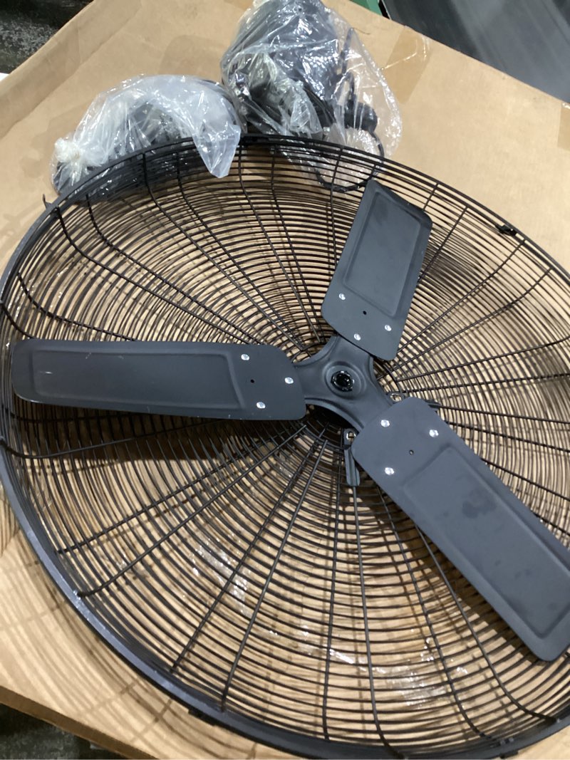 Condition photo showing As Is for Comfort Zone Oscillating High Velocity Industrial Wall Fan, 30 inch, 2 Speed, All Metal, Adjustable Angle & Tilt, Steel Mounting Bracket, Aluminum Blades, Ideal for Garage or Workshop, CZHVW30EX, NOT TESYED, AS IS