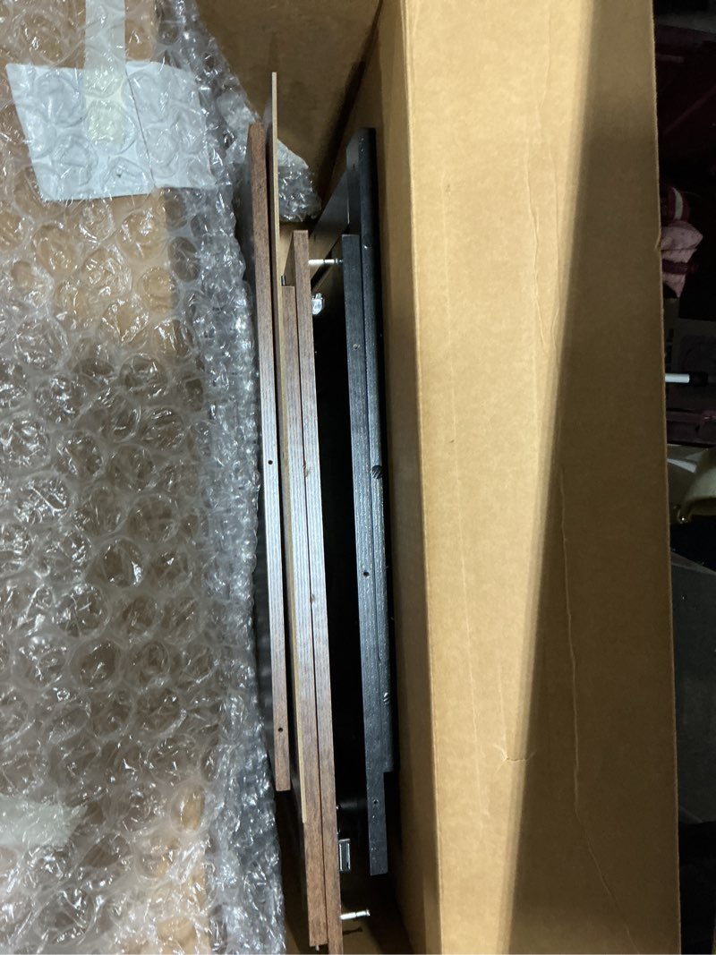 Condition photo showing As Is for dwanton cat litter box furniture hidden, cat litter box enclosure, reversible entrance can be on left or right side, indoor cabinet, wooden washroom, end table, nightstand, greige, 23.6" l 23.6 x 19.7 x 21.7 inches greige