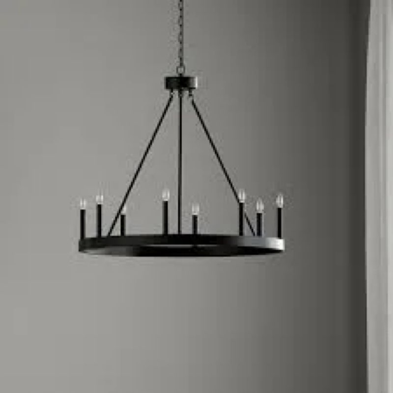 allen + roth dalton 8 -light matte black transitional bare bulb for use in bathrooms, bedrooms, dining rooms, foyers, kitchens, living rooms chandelier
