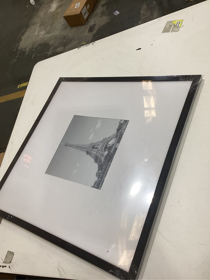 Condition photo showing Good Condition for upsimples 18x18 picture frame, display pictures 8x8 with mat or 18 x 18 without, wall hanging square frames, black, 1 pack black 18x18