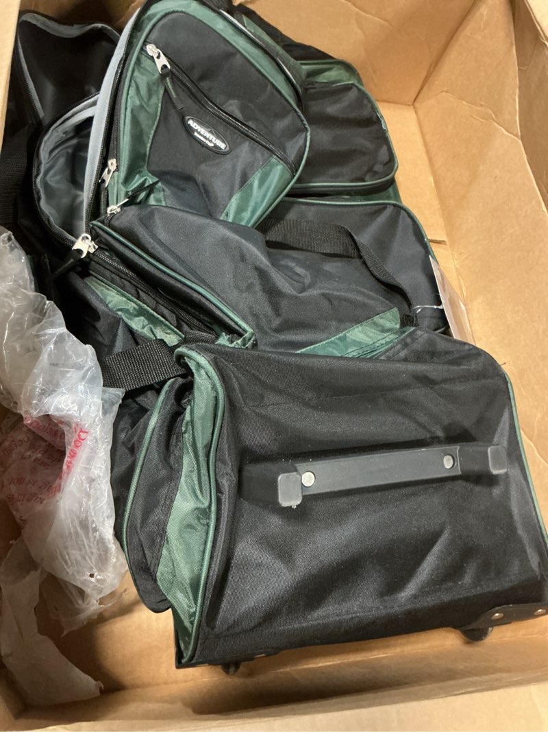 Condition photo showing As Is for Travelers Club Xpedition 30 Inch Multi-Pocket Upright Rolling Duffel Bag 30" Suitcase Forest Green