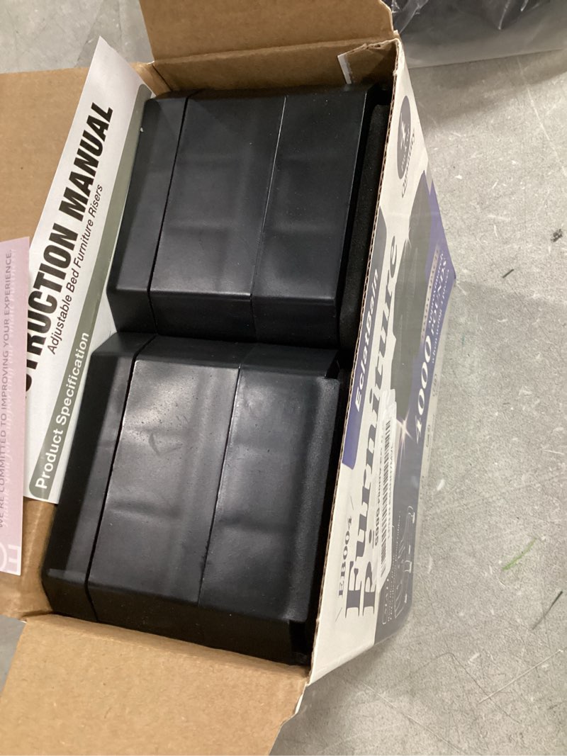 Condition photo showing Good Condition for eclatbain bed risers furniture risers heavy-duty rectangular adjustable block lift to 3 inches and 4.3 inches desk, sofa, chair legs, refrigerator, washing machine support up to 4000 pounds square-4 pack-black 2 layer(3inches)