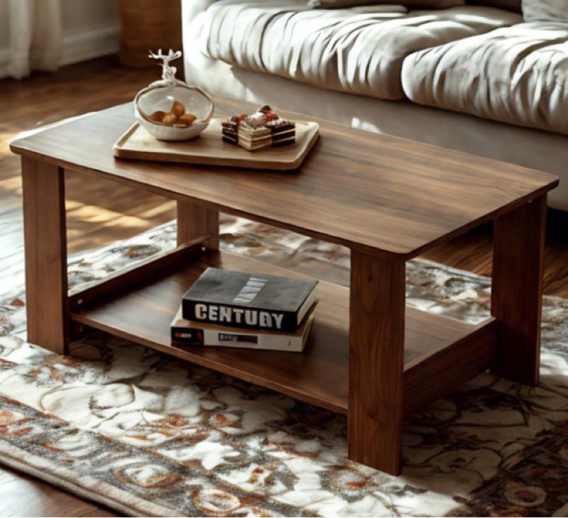 Damika Rectangular Coffee Table with 2-Tier Storage Color: Dark Walnut