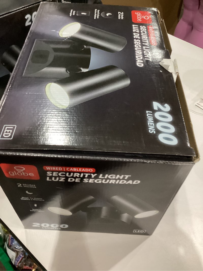 Condition photo showing New/Like New for Globe Electric 180-Degree 22W Twin Head Black Hardwired Motion ...