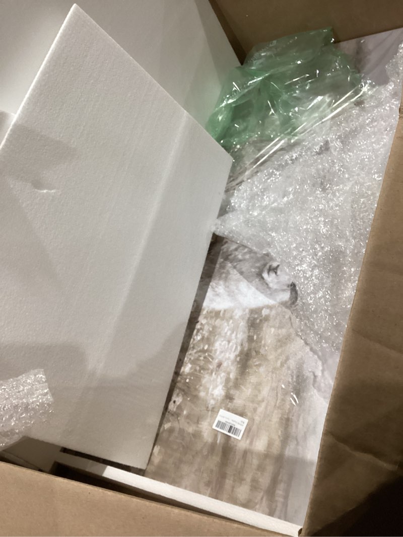 Condition photo showing As Is for YETHEN WAL Sheep Meadow Canvas Wall Art, Printed Country Cottage Landscape Artwork, Soft Neutral Earth-Tone Palette, Farmhouse Wall Decor for Entryway Bedroom, Over Console, 20x40 Inch 40"L x 20"W Sheep