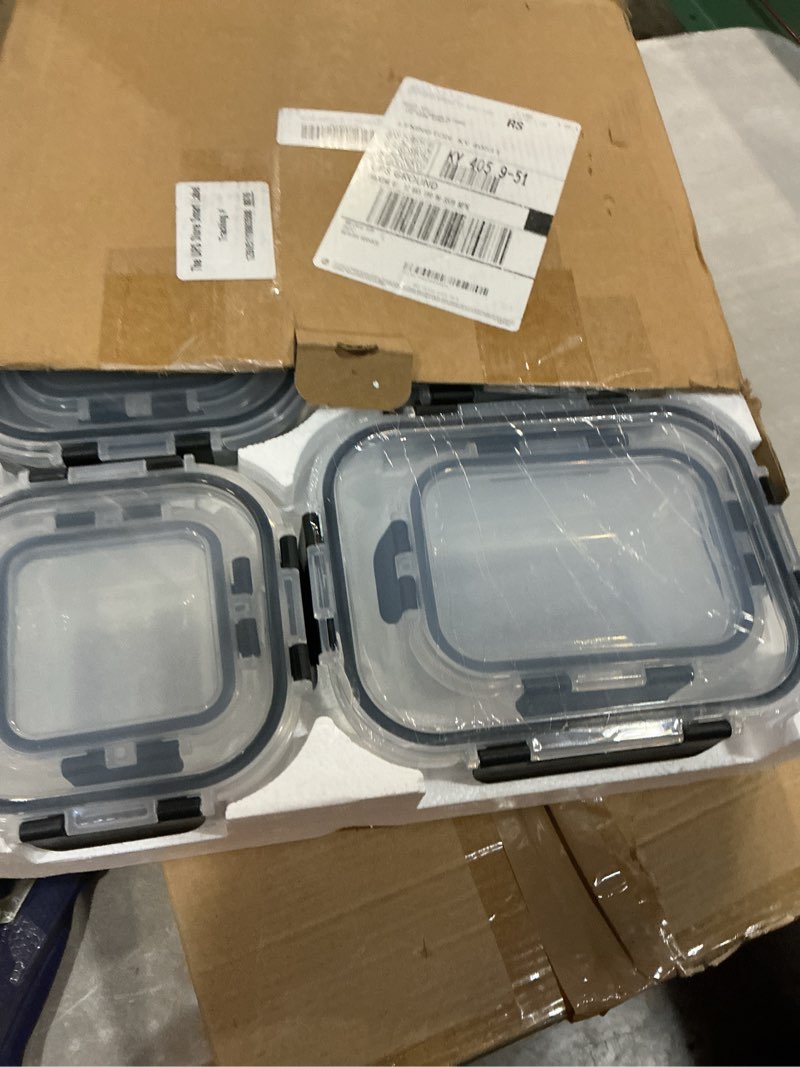 Condition photo showing New/Like New for liuruiyu 8 pack glass food storage containers with lids, meal prep containers, airtight bento boxes with leak proof locking for microwave, oven, freezer and dishwasher, bpa free