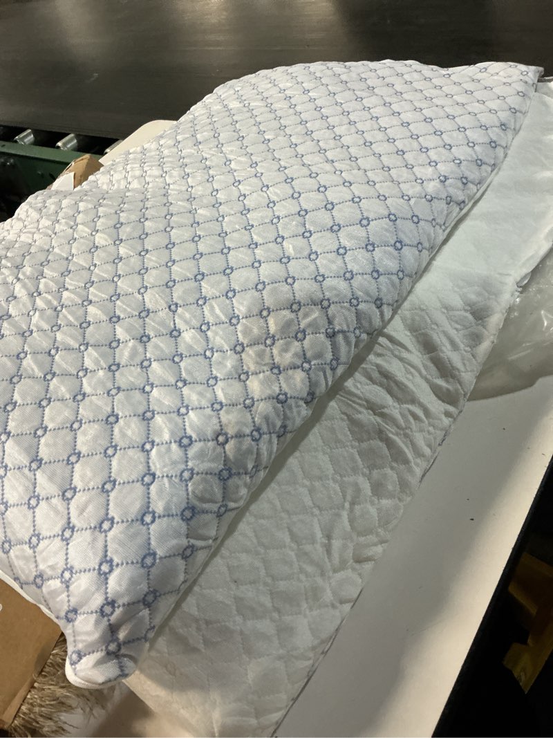 Condition photo showing As Is for cooling adjustable king pillows 2 pack for side back sleepers | shredded memory foam fill, removable washable cover, dual-side cooling & skin-friendly fabric, adjustable firmness