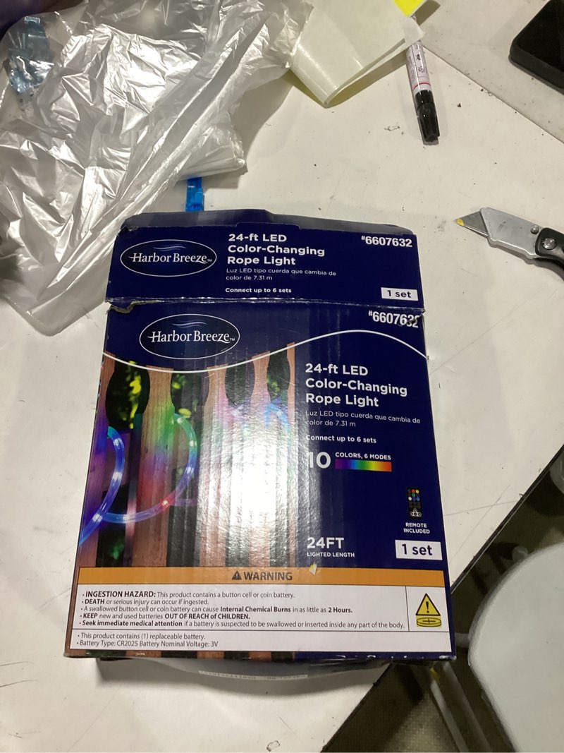 Condition photo showing As Is for harbor breeze indoor/outdoor 24-ft integrated led multicolor rope light