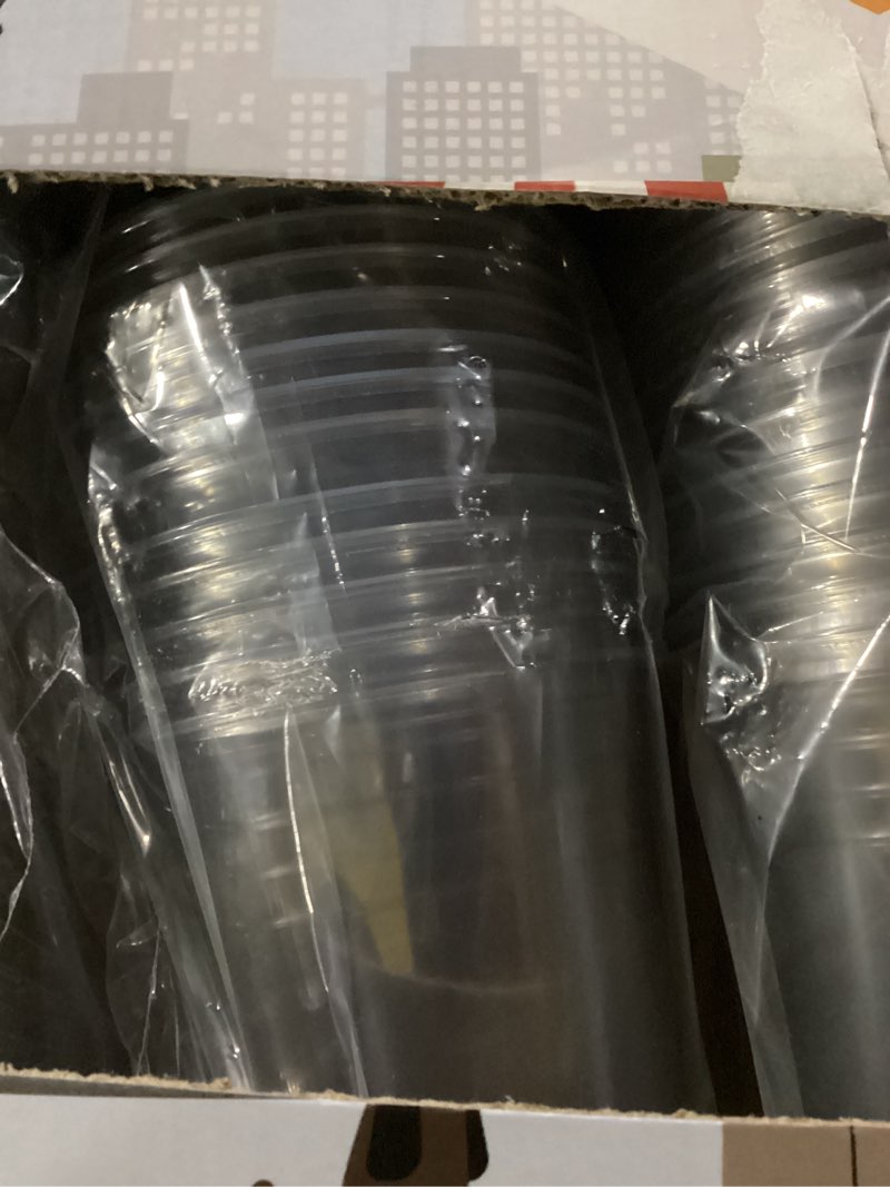 Condition photo showing New/Like New for Turbo Bee 50 Sets 32 OZ Clear Plastic Cups with Lids and Straws, Disposable To Go Iced coffee cups with lids for Cold Drinks, Smoothie, and Slushie 50 pack