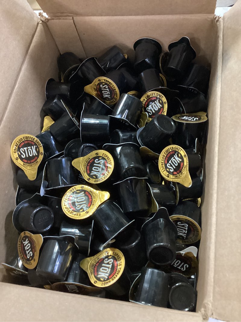 Condition photo showing Good Condition for SToK Espresso Coffee Shots, Black, Unsweetened, Dark Roast Coffee, Ready to Drink, Use for Lattes, Americanos, 13 ML Pods, 264 Count