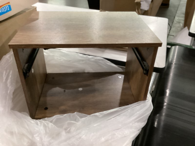 Condition photo showing As Is for missing parts***buildhom floating nightstand with fluted drawer - modern wall mounted bedside table with open storage shelf, small night stand tv stand for bedroom(rustic brown) rustic brown single