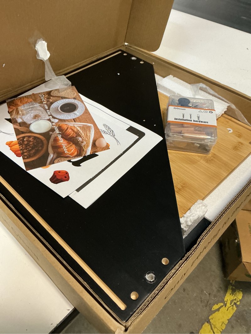 Condition photo showing Good Condition for goozii corner bread box for kitchen countertop, black bread storage container for homemade bread, two layer breadbox under cabinet mount, large bread holder for kitchen counter, pantry shelf