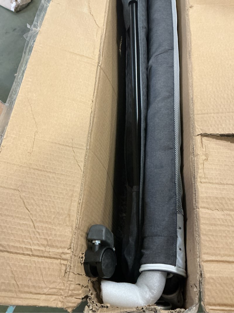 Condition photo showing As Is for Baby Bassinet, 3 in 1 Bedside Bassinets for Baby, Bassinet Bedside Sleeper with Wheels, Adjustable Height with Rocking Mode, Breathable Mesh, Storage Basket, Easy Assemble & Folding (Dark Gray)