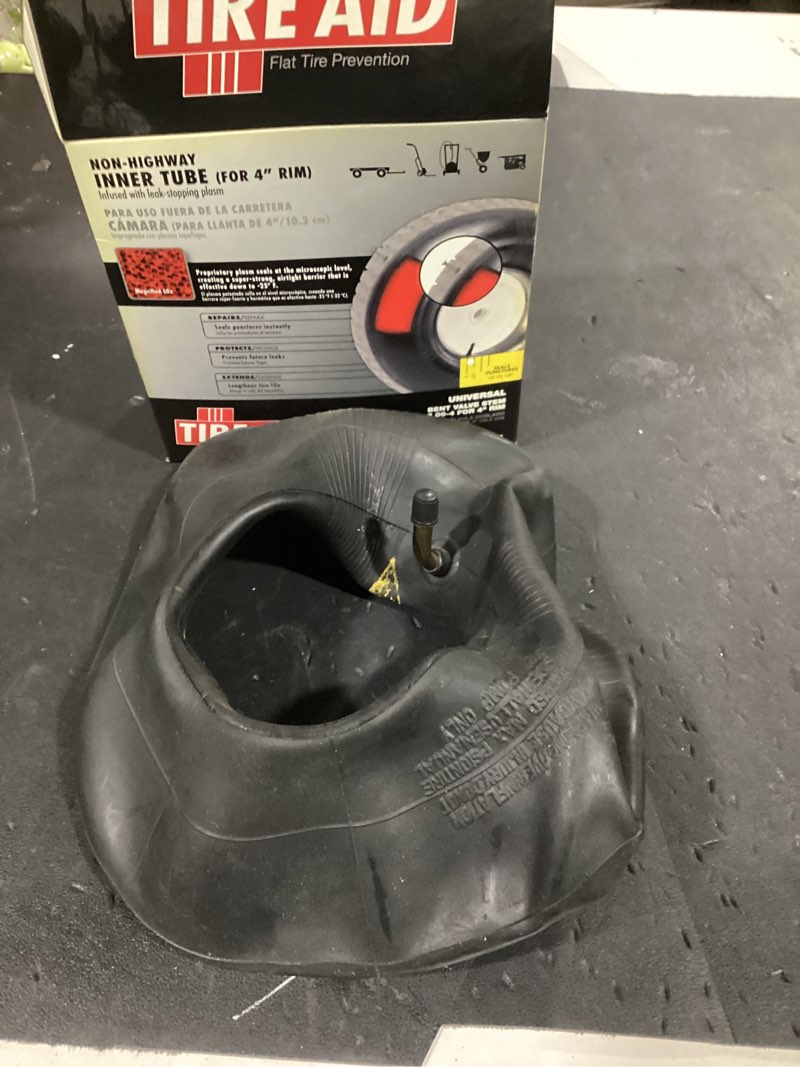 Condition photo showing As Is for tire aid 4.10/3.50 x 4" utility inner tube with sealant