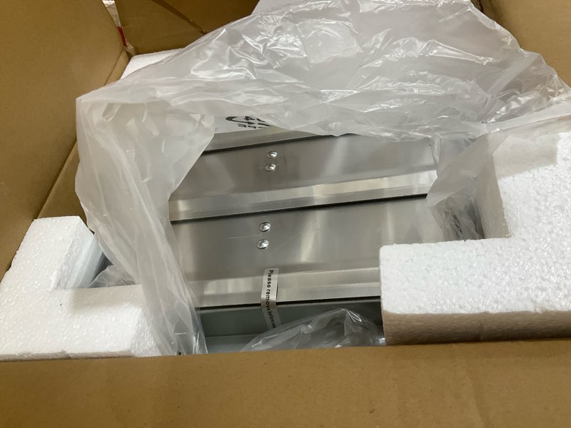 Condition photo showing As Is for vevor 10'' shutter exhaust fan, high-speed 820 cfm, aluminum wall mount attic fan with ac-motor, ventilation and cooling for greenhouses, garages, sheds, shops, fcc 10 inch