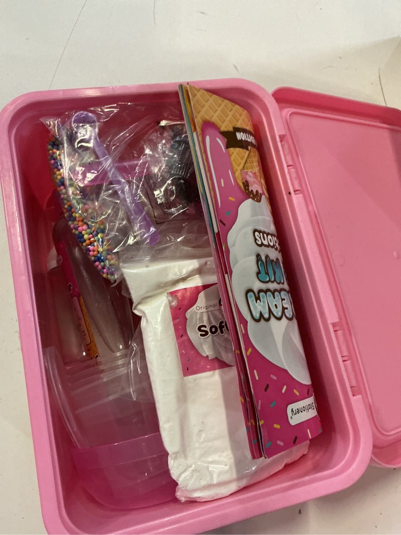 Condition photo showing Good Condition for original stationery ice cream slime kit for girls toys, diy cherry-scented slime making set with 31 pieces, fun arts and crafts for kids ages 8-12, birthday gift