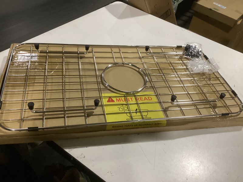 Condition photo showing Good Condition for Sink Protector Grid 24-1/8" x 12-5/8", Centered Drain with Corner Radius 1-1/2", Sink Protector Stainless Steel Material for Single Bowl