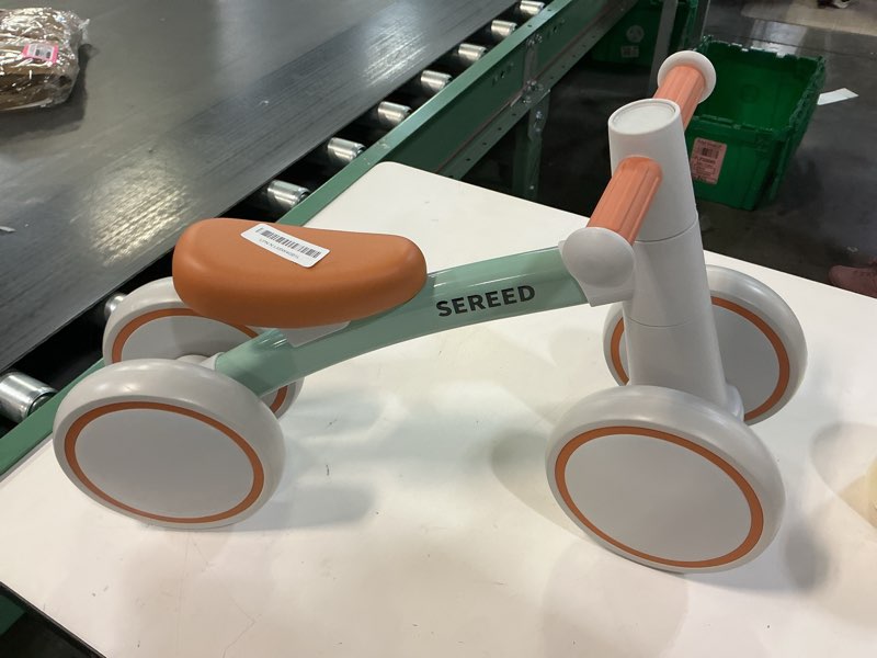 Condition photo showing As Is for SEREED Baby Balance Bike for 1 Year Old Boys Girls 12-24 Month Toddler Balance Bike, 4 Wheels Toddler First Bike, First Birthday Gifts Green