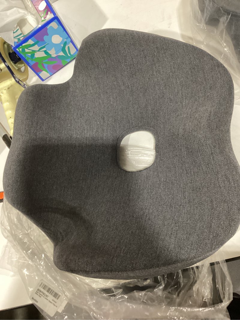 Condition photo showing Good Condition for office chair cushion for butt coccyx pillow tailbone lumbar support design sciatica back pain non-slip bottom yoga sofa bed gaming travel black grey, 18.11(l)x15.75(w)x5.31(h) inches