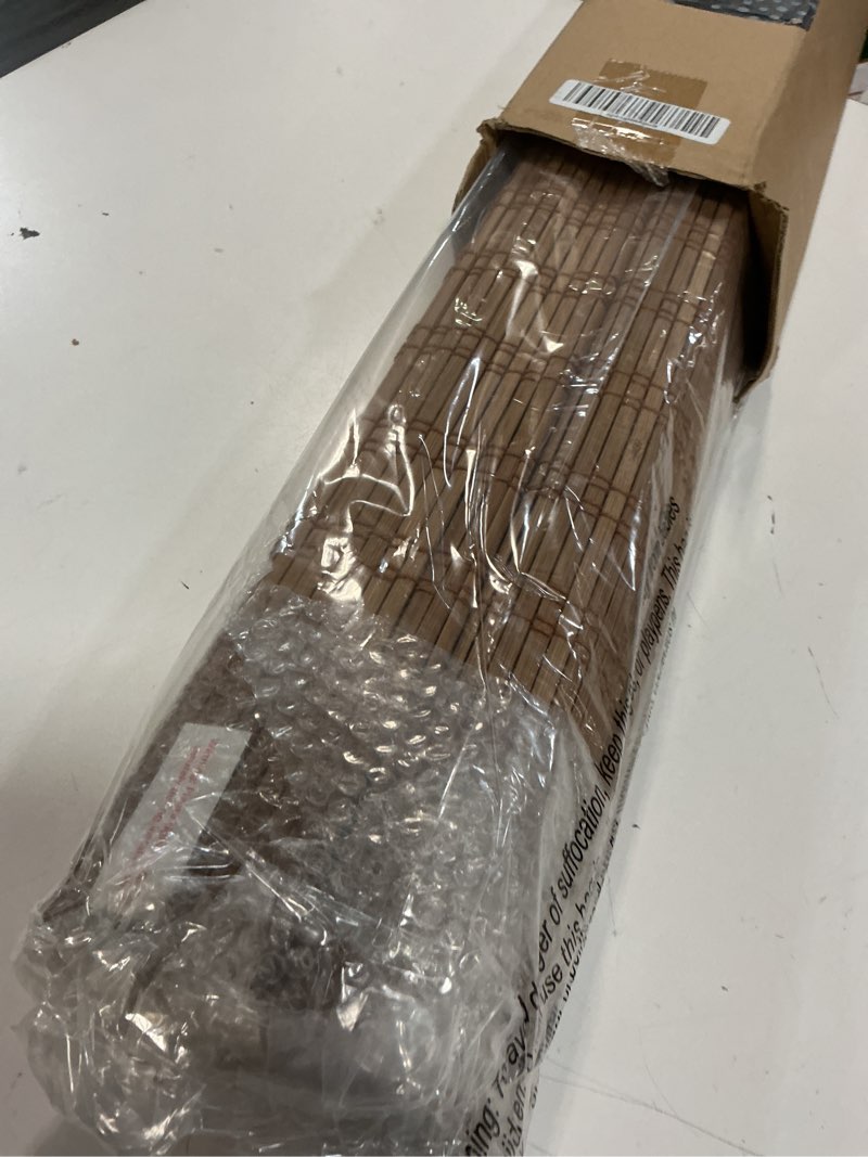 Condition photo showing Good Condition for lazblinds no tools no drill cordless bamboo roman shades, light filtering window treatment, roll up bamboo blinds for windows 30'' w x 48'' h, ceylon light russet light filtering-ceylon light russet 30" w x 48" h