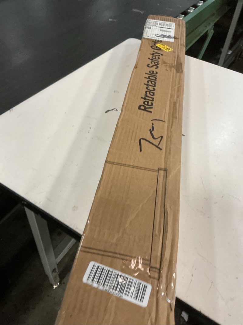 Condition photo showing New/Like New for 120 Inch Retractable Baby Gates Extra Wide, 41 Inch Reinforced Extra Tall Gate for Large Openings, Mesh Safety Gate for Kids Pets, Retractable Dog Gate for Stair Hallways Doorway Indoor Outdoor, Gray Gray 41'' X 120''