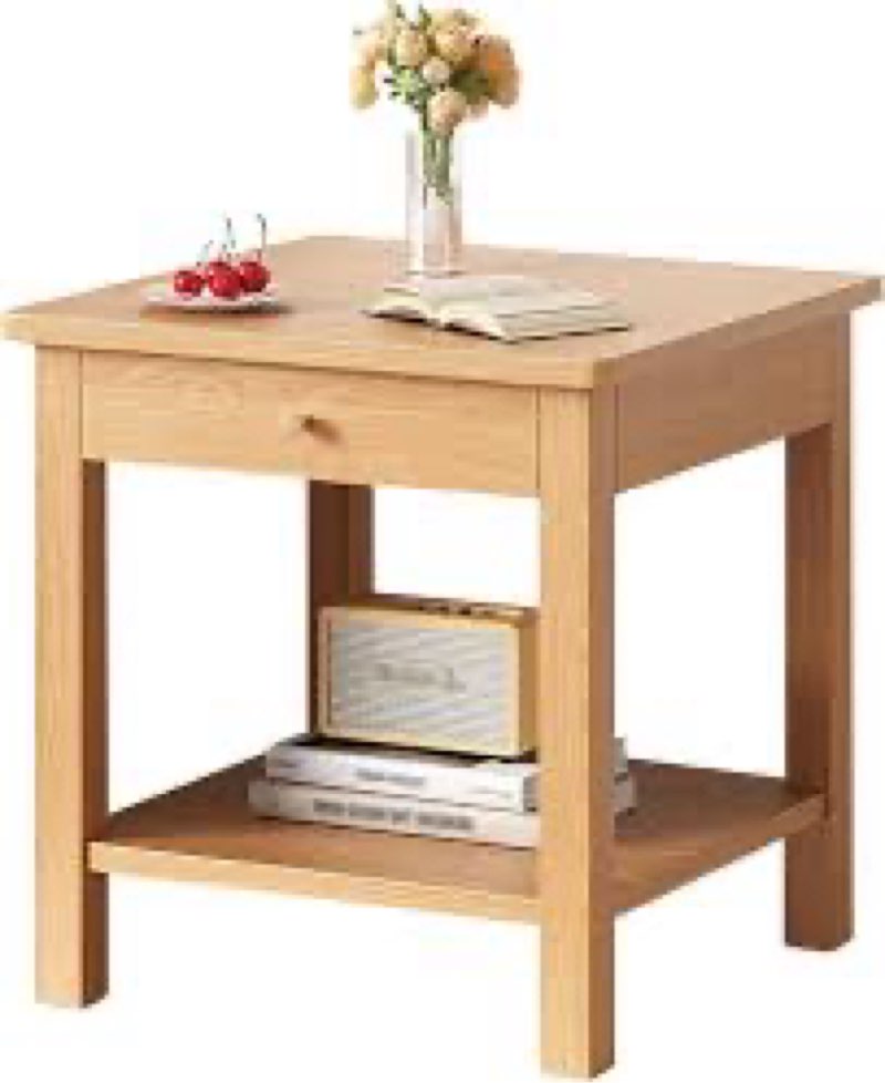 (Similar to the image)Chunful Solid Wooden Side Table - Square Accent Tall End Table Nightstand with Scalloped Decor for L