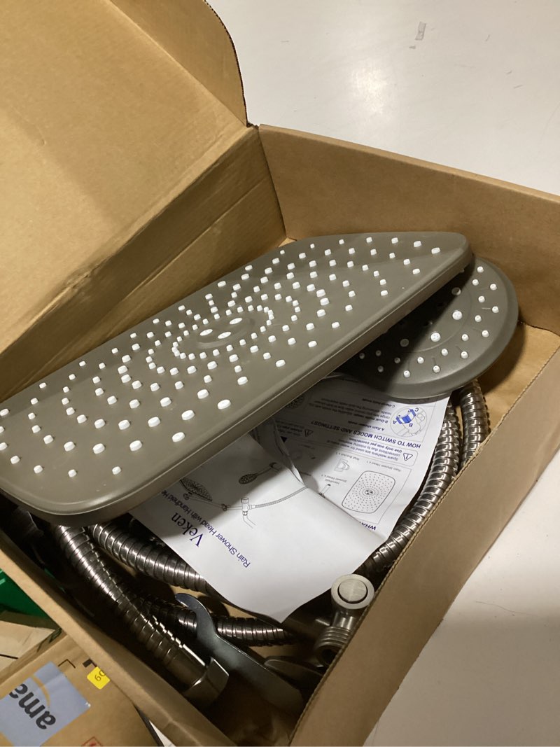 Condition photo showing New/Like New for Veken 11.8" Rain Shower Head with Handheld, High Pressure Handheld Shower Heads with Multi Spray Modes,Rainfall Combo with 15" Metal Extension Arm,Detachable Dual Shower,Long 6 ft. Hose,Brushed Nickel Brushed Nickel 11.8 Inch(Upgraded) +22% Mixed Mode Flow