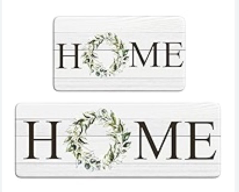 Qahing Farmhouse Anti-Fatigue Kitchen Mats 2 Piece Set - Spring Non-Slip Cushioned Rugs With Memory Foam - Waterproof Standing Mats for Floor, 17.3"x28"+17.3"x47"