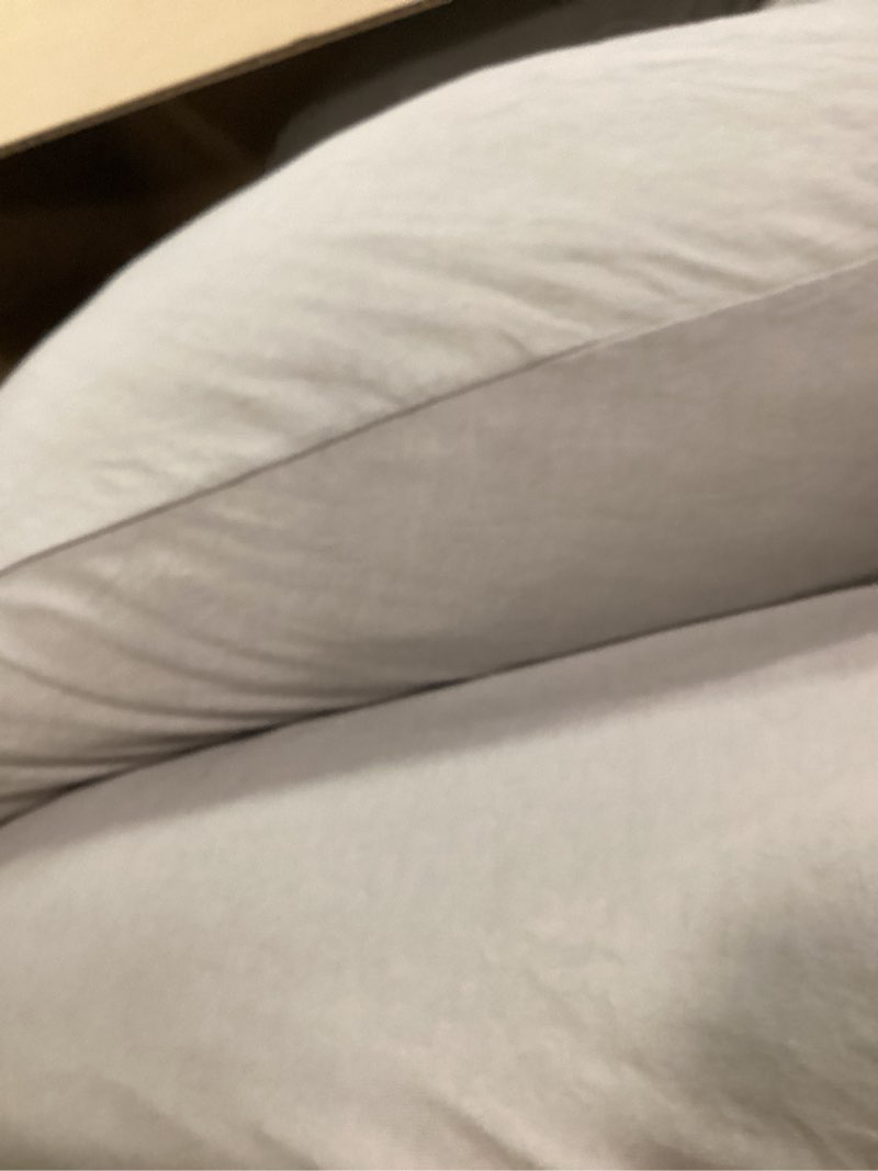 Condition photo showing Good Condition for Momcozy Pregnancy Pillows for Sleeping, U Shaped Full Body Pillow for Pregnancy Women with Removable Jersey Cotton Cover, 57 Inch Maternity Pillow, Grey Jersey Knit Cotton- Gray