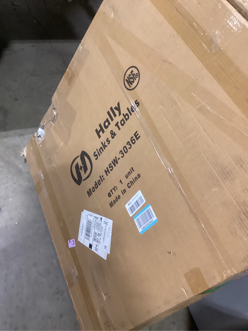 Condition photo showing New/Like New for Hally Stainless Steel Table for Prep & Work 30 x 36 Inches, NSF Commercial Heavy Duty Table with Undershelf and Galvanized Legs for Restaurant, Home and Hotel Table 30''x36''