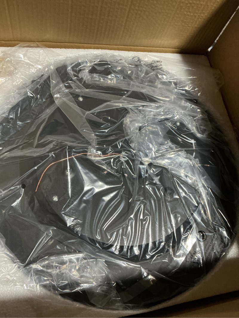 Condition photo showing As Is for 4-Light Close to Ceiling Lamp,18 inch Large Size Matted Black Metal Shade Flush Mount Ceiling Light Fixtures, E12 Socket Lamp for Living Room Bedroom Kitchen Island Dining Room Black 18"