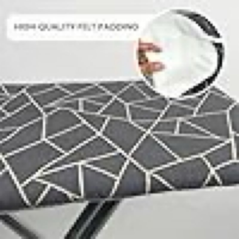 savuk ironing board cover and pad standard size 15x54 inch extra heavy duty thick padding, heat reflective, non stick scorch and stain resistant (geometric grey, 15" x 54")