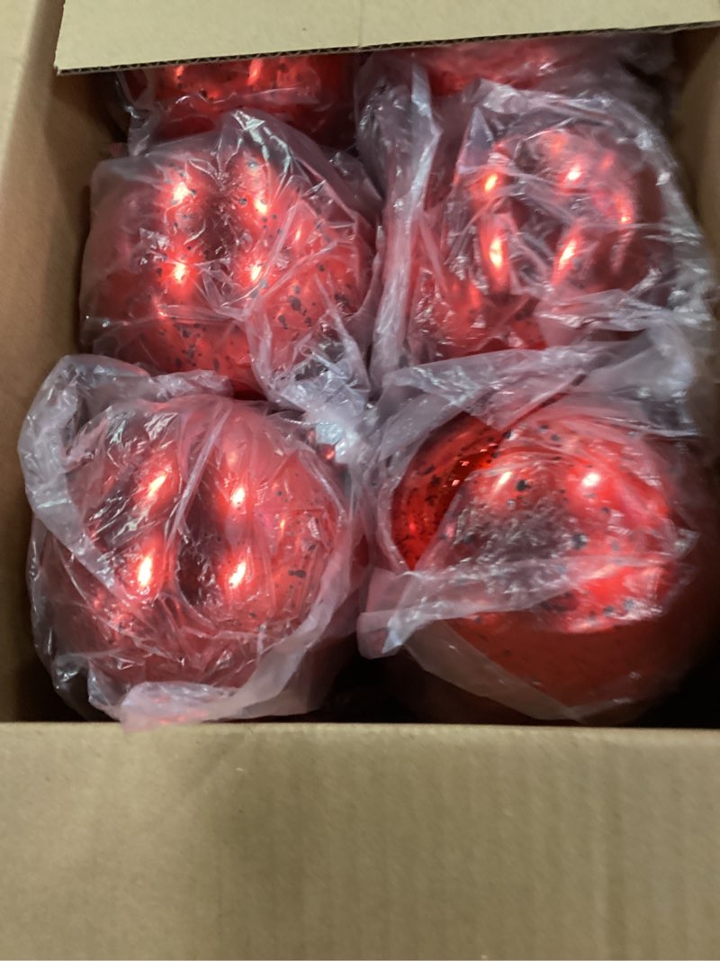 Condition photo showing Good Condition for Syhood 12 Pcs Large Christmas Balls Ornaments 4 Inch Xmas Tree Decoration Balls Extra Large Shatterproof Ornament Hanging Ball Giant Jumbo Vintage Ball for Holiday Xmas Tree Party Decor(Red) Red 4 Inch