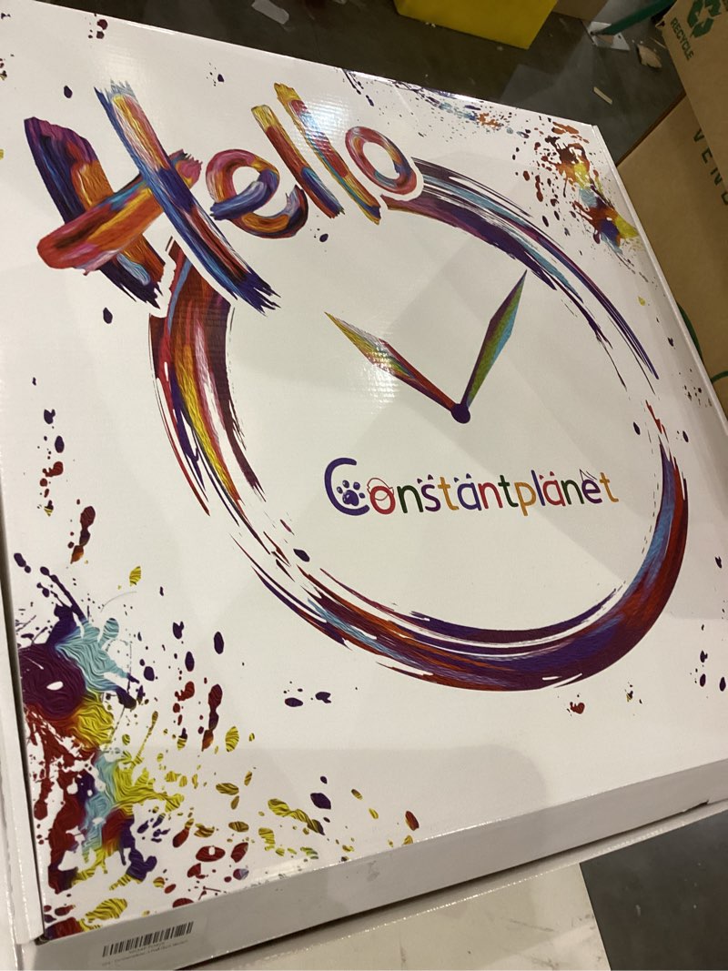 Constantplanet Large Wall Clock Living Room 20 Inch Round Solid Wood Battery Powered Clock Blue Quie