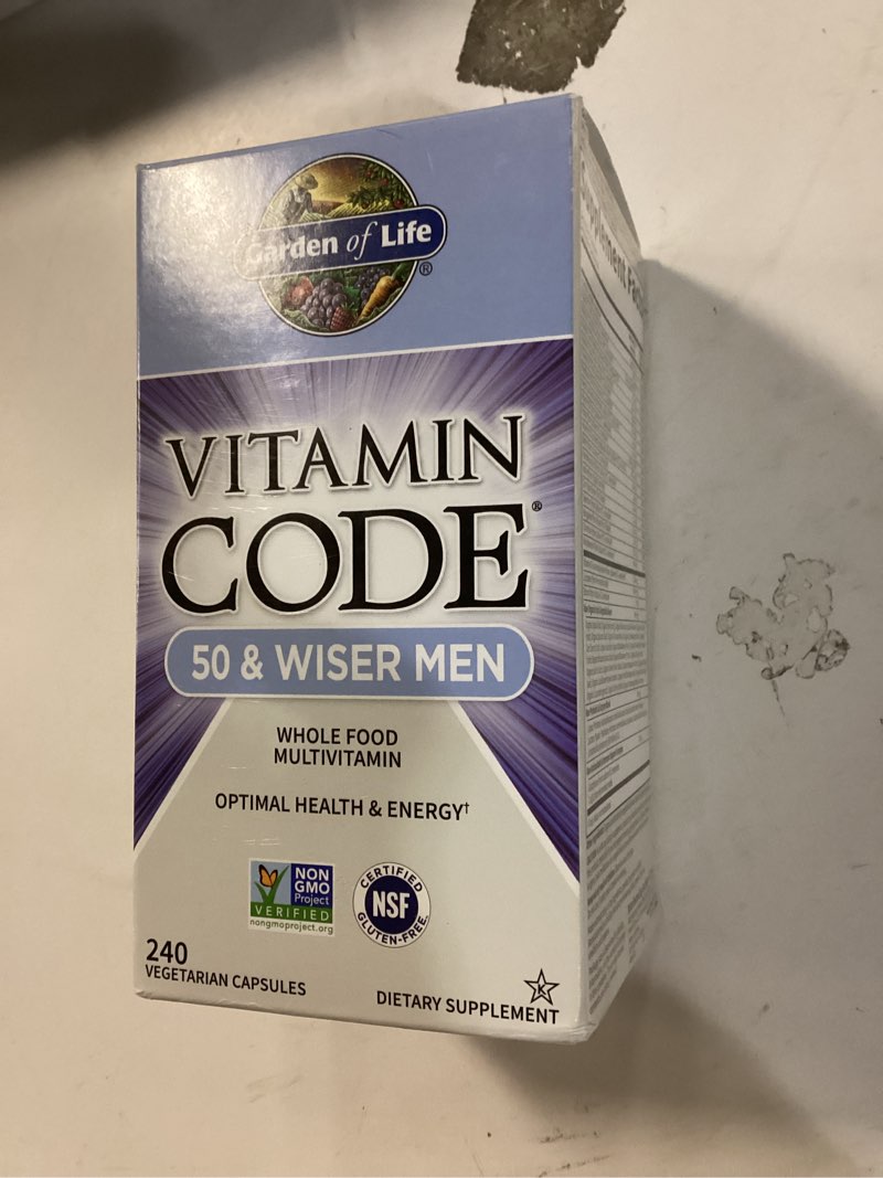 Condition photo showing New/Like New for Garden of Life Multivitamin for Men - Vitamin Code 50 & Wiser Men's Raw Whole Food Vitamin Supplement with Probiotics, Vegetarian, 240 Capsules 240 Count (Pack of 1)