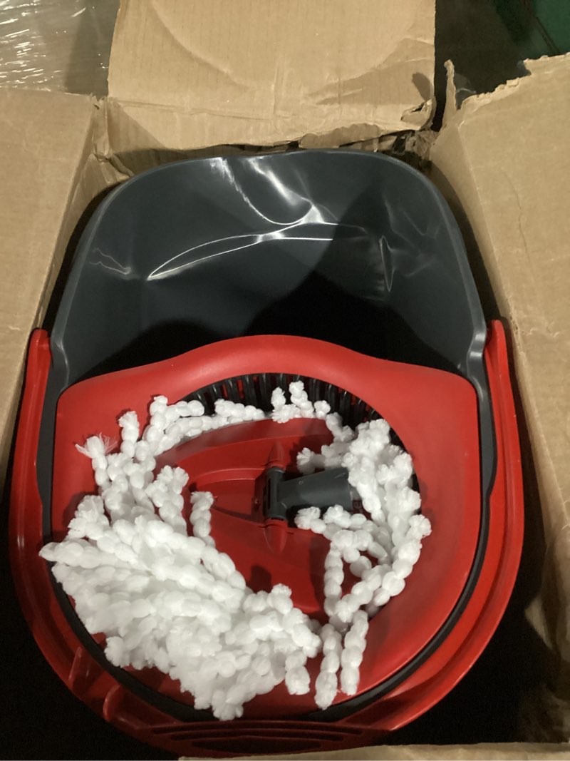 Condition photo showing As Is for O-Cedar EasyWring Microfiber Spin Mop, Bucket Floor Cleaning System, Red, Gray, Standard Easywring Spin Mop & Bucket