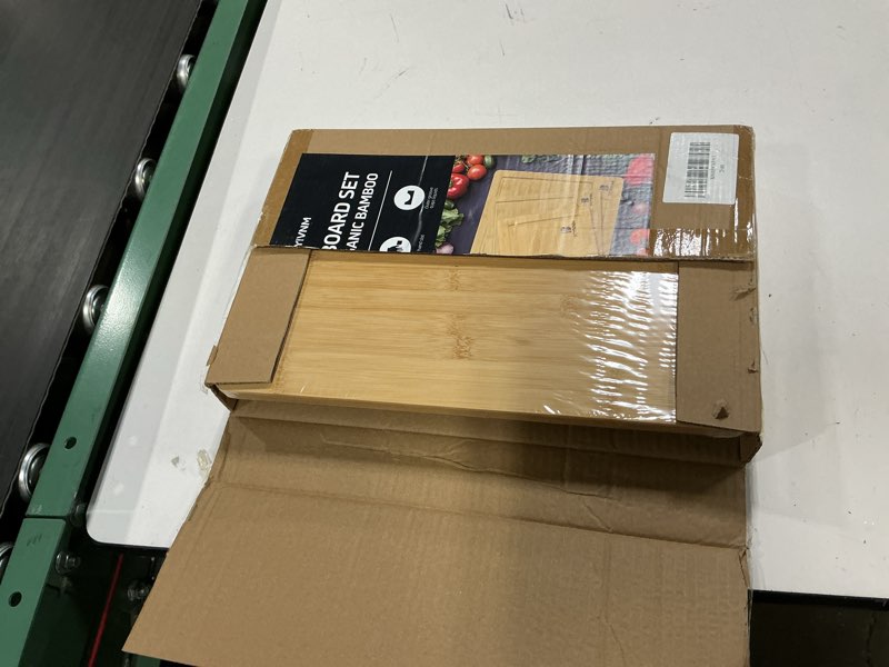 Condition photo showing New/Like New for bamboo cutting board set of 3 wooden chopping boards with juice groove and handles charcuterie cheese serving boards for meat vegetables large medium small kitchen cutting board set