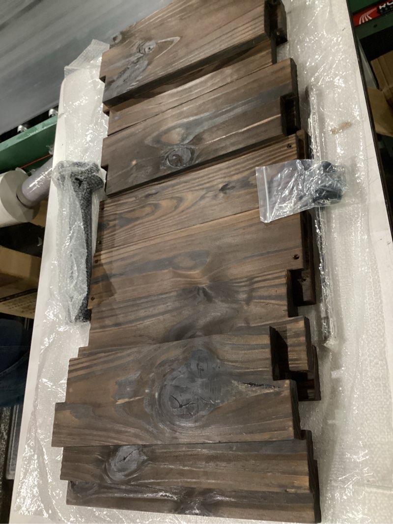 Condition photo showing Good Condition for extra large decorative wooden planter w/ universal pole support for string light poles,umbrellas,bird feeders. solid wood outdoor garden patio box for plants(does not include pole), 17"x17"x18", brown