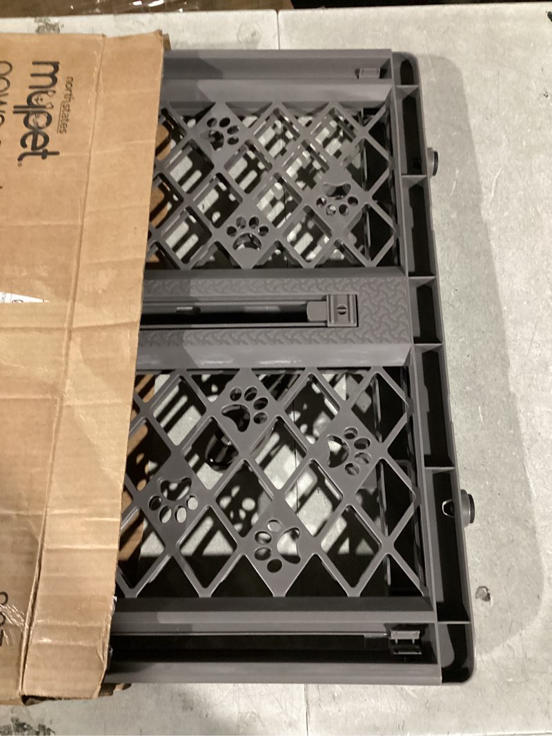 Condition photo showing Good Condition for MYPET North States Paws Portable Pet Gate: 26-40" Wide. Pressure Mount. No Tools Needed. Made in USA, 23" Tall, Expandable, Durable Dog Gates for Doorways, Fieldstone Gray