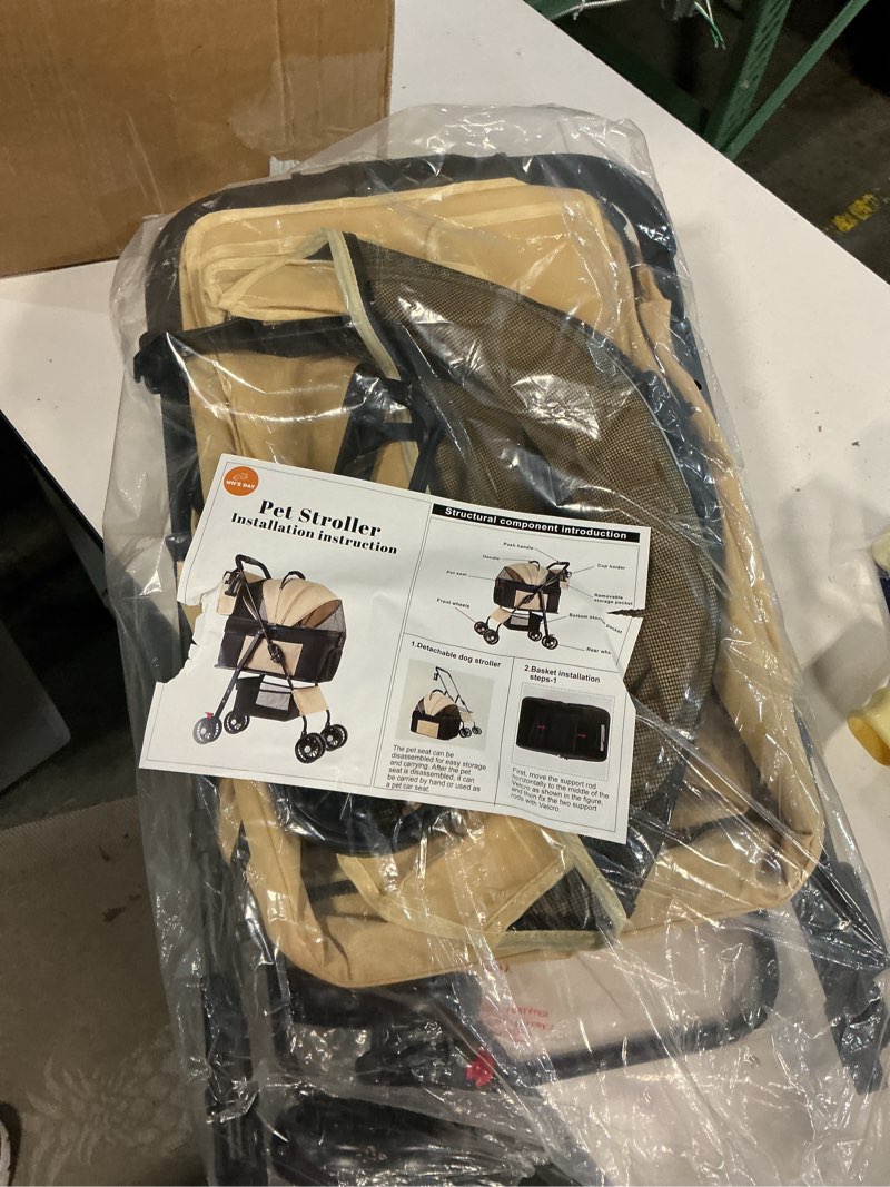 Condition photo showing Good Condition for 3 in 1 dog stroller for small and medium dogs from 10 to 50 pounds, foldable cat strollers for 2 cats with removable conveyor, pet strollers for cats with storage bag, small stroller for puppies, dog cart (black)