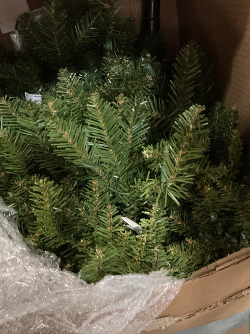 Condition photo showing Good Condition for National Tree Company 7 ft Pre-Lit Dunhill Fir Full Artificial Christmas Tree, 700 Clear Lights, 2,144 Tips, Includes Stand, Green