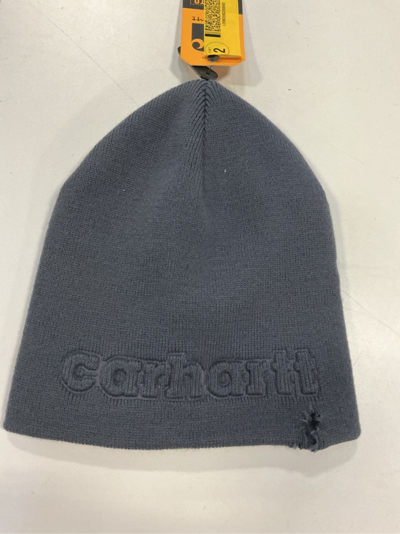 Condition photo showing As Is for Carhartt Mens Knit Embossed Beanie One Size Bluestone