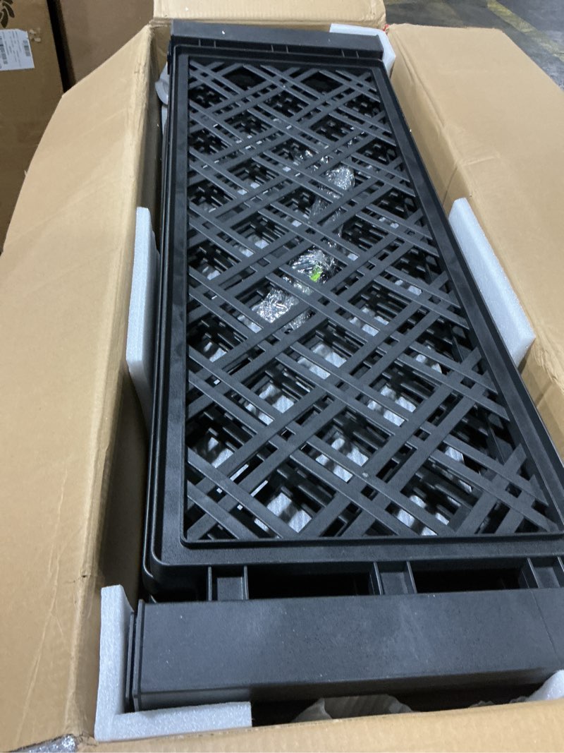 Condition photo showing Good Condition for yitahome 43.3x17.7x61 in planter boxes outdoor with trellis, resin raised garden bed with wheels & drain plug for climbing plants, weather-resistant design elevated garden bed with trellis, brown light brown 3.6x1.5x5ft