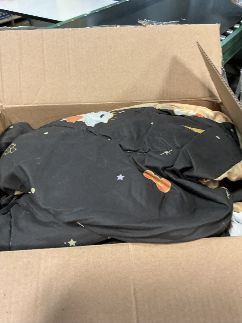 Condition photo showing As Is for sanrio hello kitty halloween pumpkin queen bed set – super soft & cozy 5 piece reversible comforter and sheet set (officially licensed product) by franco orange - hello kitty halloween 5 piece queen size