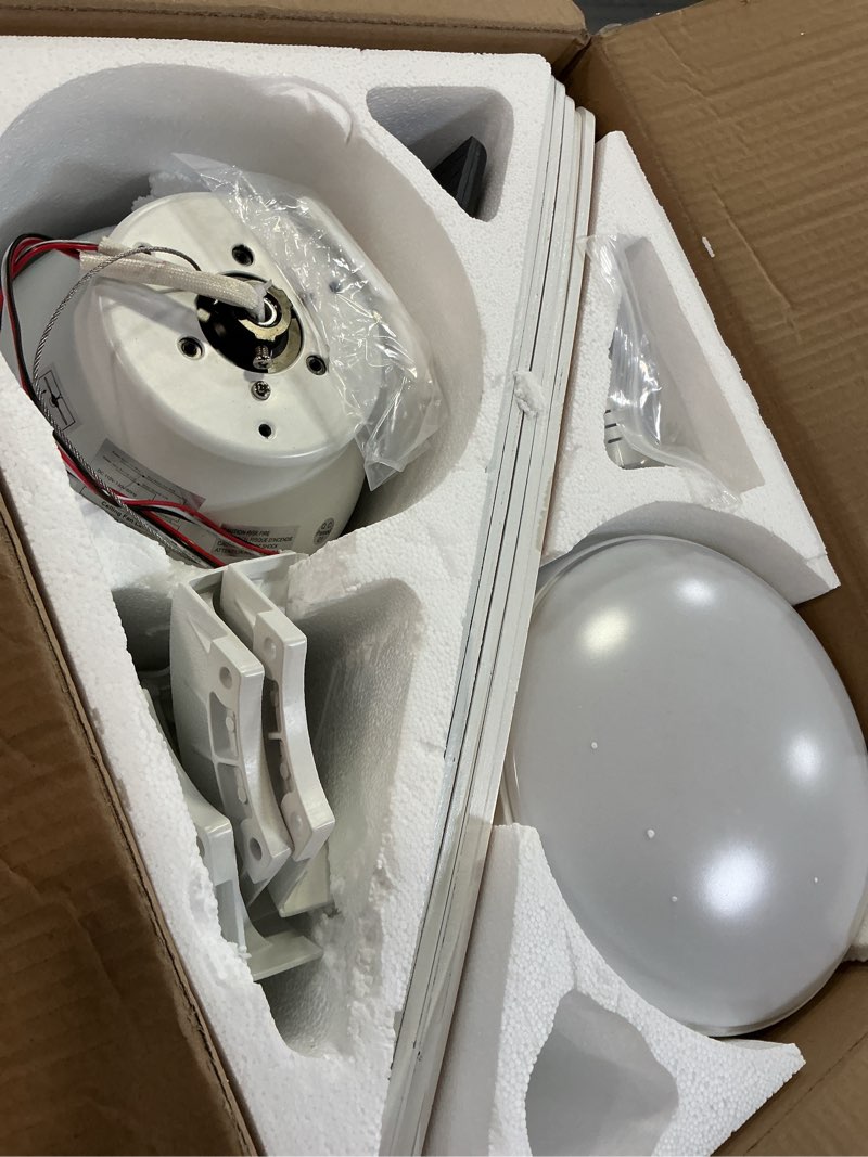 Condition photo showing As Is for Ceiling Fans with Lights, 52 Inch Low Profile Ceiling Fan with Light and Remote Control, Flush Mount, DC Reversible Motor, Noiseless, White 6 Speeds Ceiling Fan for Bedroom White 52inch