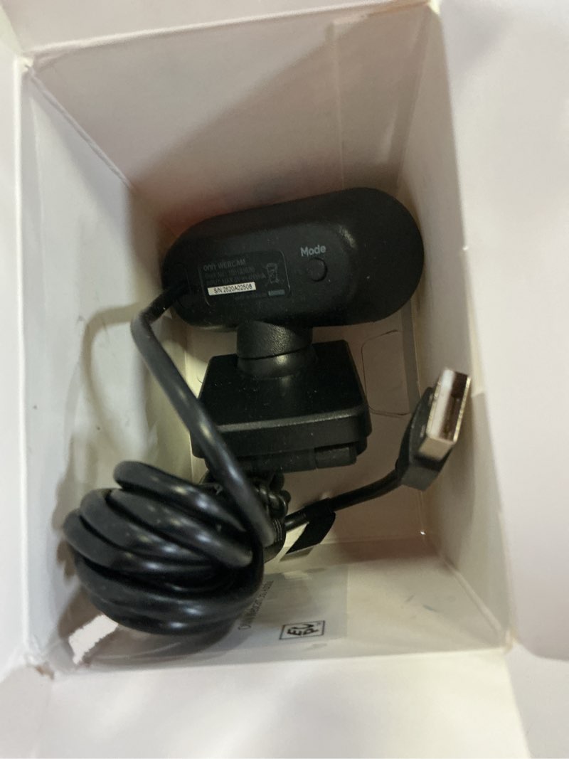 Condition photo showing As Is for onn 1440p webcam with autofocus and built-in microphone, adjustable,black
